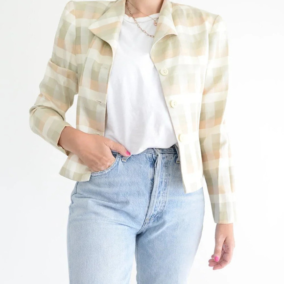 Vintage Sheri Martin New York made in U.S.A. Three  Button Checker Blazer 8 - Picture 3 of 13